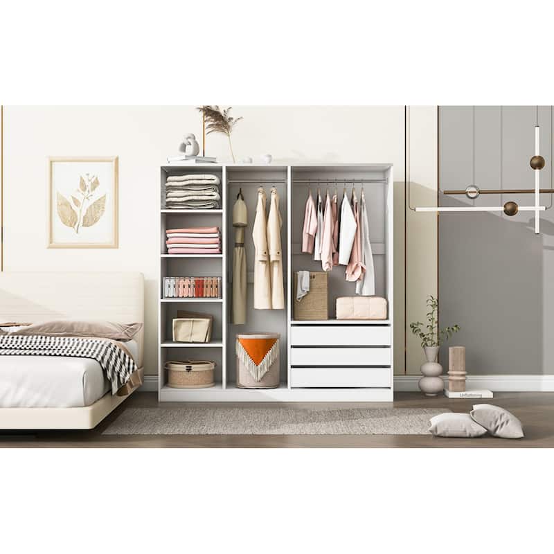 Roomfitters Open Wardrobe Closet System, Freestanding Armoire and Large Storage Organizer with Hanging Rails