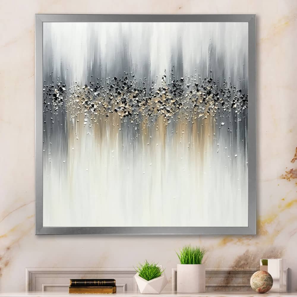 Designart " Gentle Gray Serenity" Abstract Painting Framed Canvas Prints