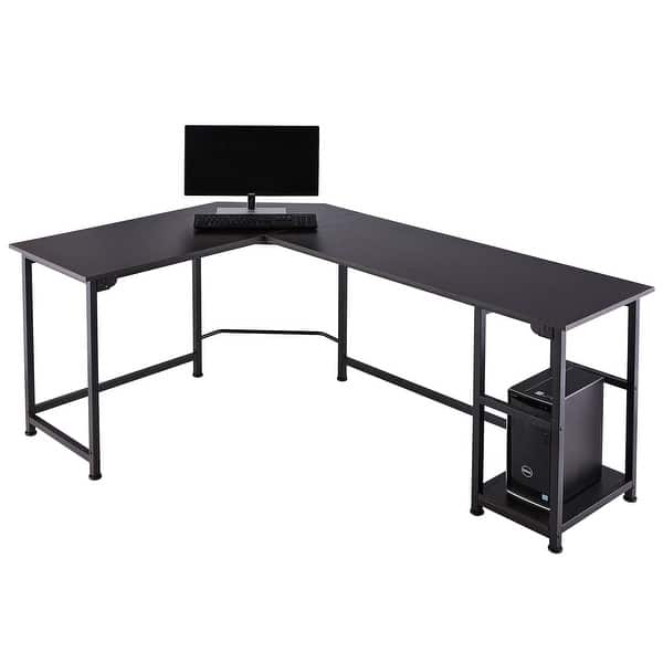 slide 1 of 16, CO-Z L Shaped Computer Corner Desk Gaming Desk with Cable Management