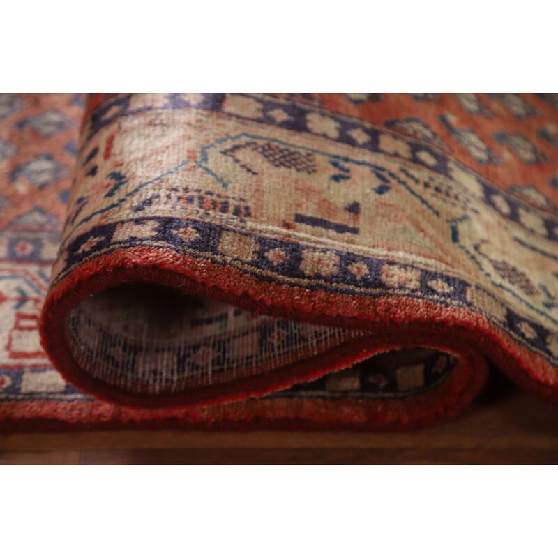 Hand Knotted Oriental 100% Wool Carpet Traditional All-Over Red Botemir Runner Rug - 10' 3'' X 3' 4''