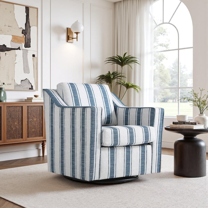 30'' W Vegan Leather/ Chenille Swivel Accent Chair