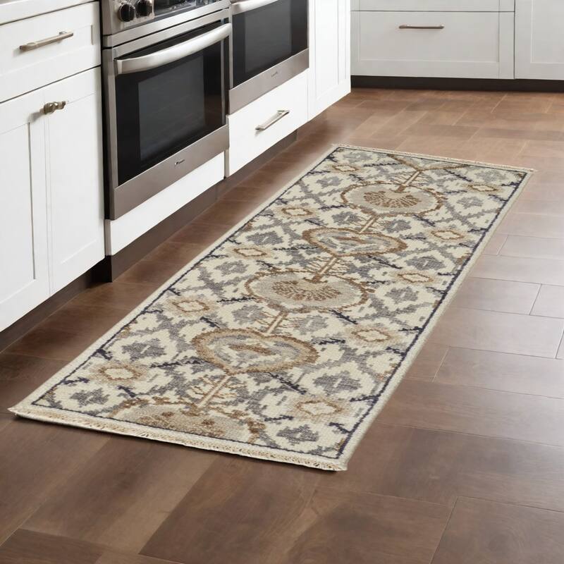 Zadel Floral Traditional Stain Resistant with Fringe Area Rug By HomeRoots - 8' Runner