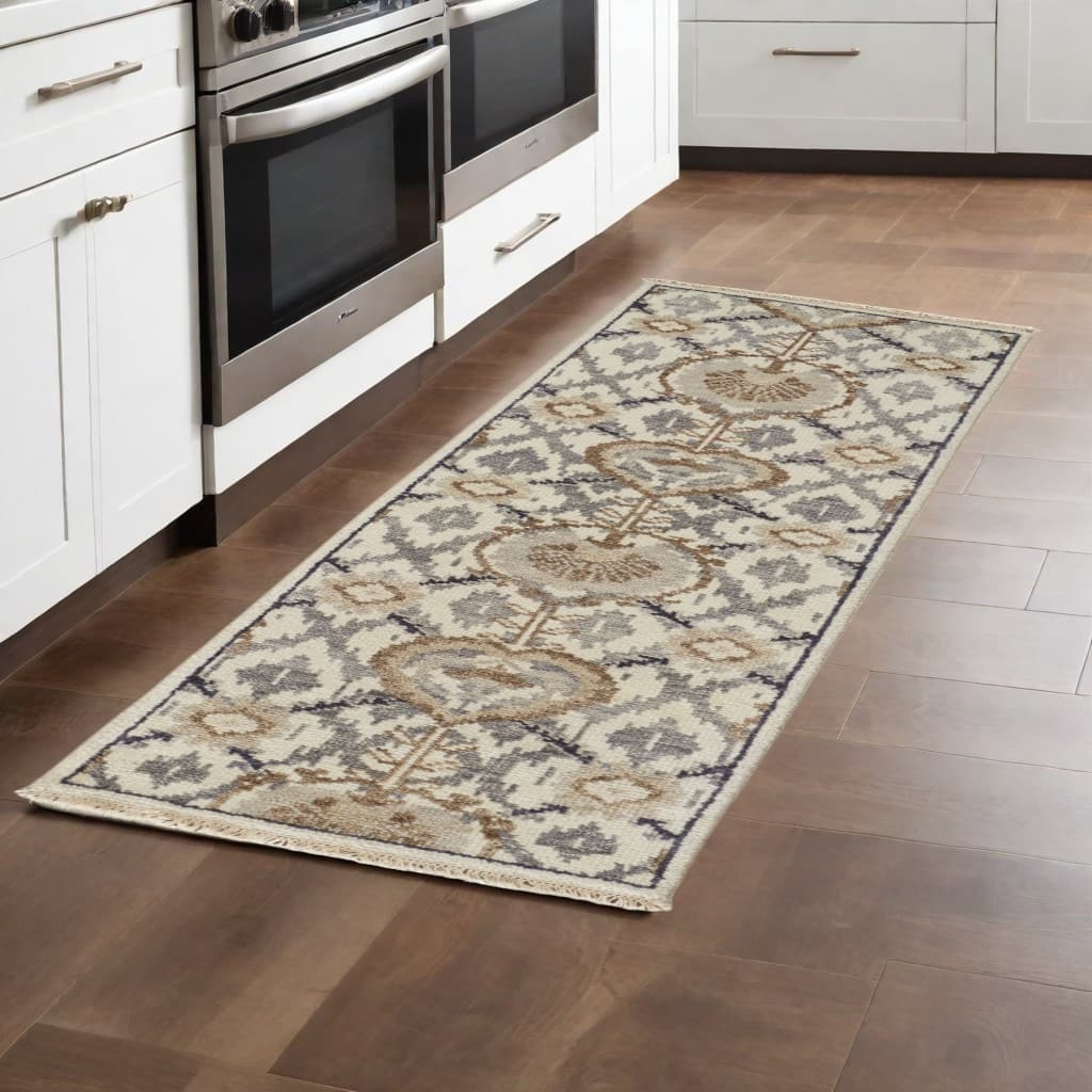 Zadel Floral Traditional Stain Resistant with Fringe Area Rug By HomeRoots - 8' Runner