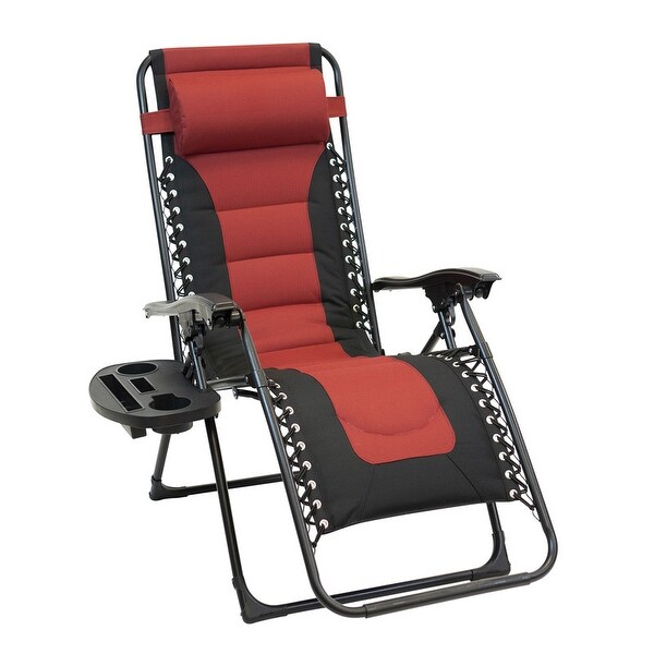 Sun Ray 2pc Padded Zero Gravity Chair Set Red Black Bed Bath