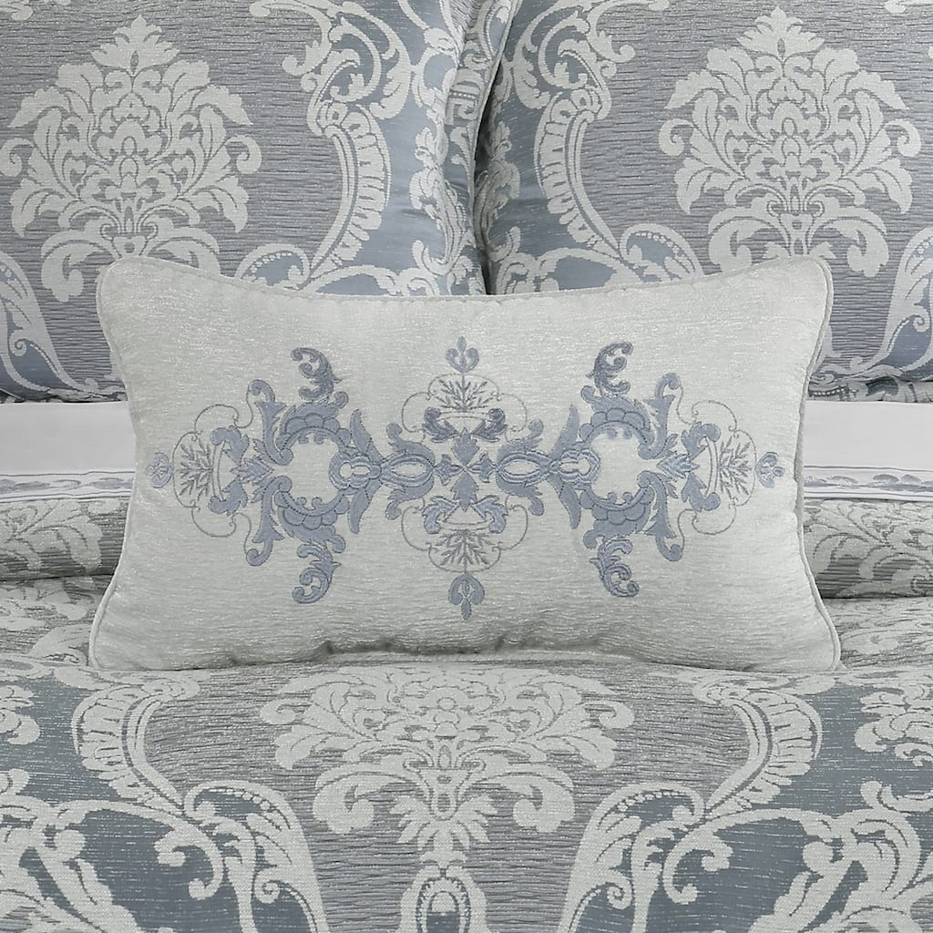 Queensbury Steel Blue Boudoir Decorative Throw Pillow