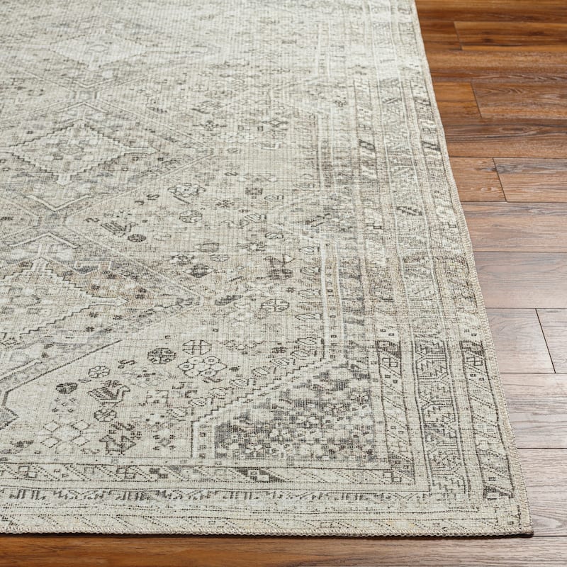 Livabliss Verninac Distressed Medallion Printed Washable Rug