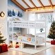 preview thumbnail 1 of 5, Contemporary Design Slatted Headboard Twin over Twin Bunk Bed, Sturdy Construction & Safety Guaranteed, White White