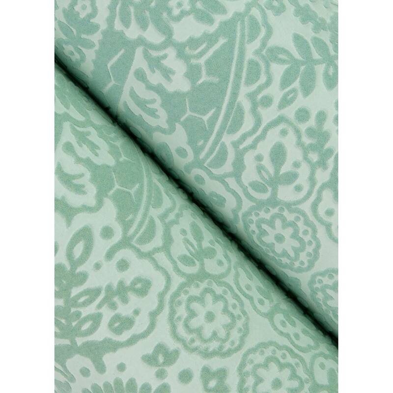 A-Street Prints Maris Mint Flock Damask Wallpaper