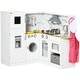 preview thumbnail 2 of 7, Qaba Corner Play Kitchen Set with Sound Effects and Tons of Countertop Space, Large Wooden Kitchen with Washing Machine