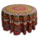 preview thumbnail 2 of 14, Cotton Mandala Floral Elephant Printed Tablecloth Collection 70-inch Round - Red