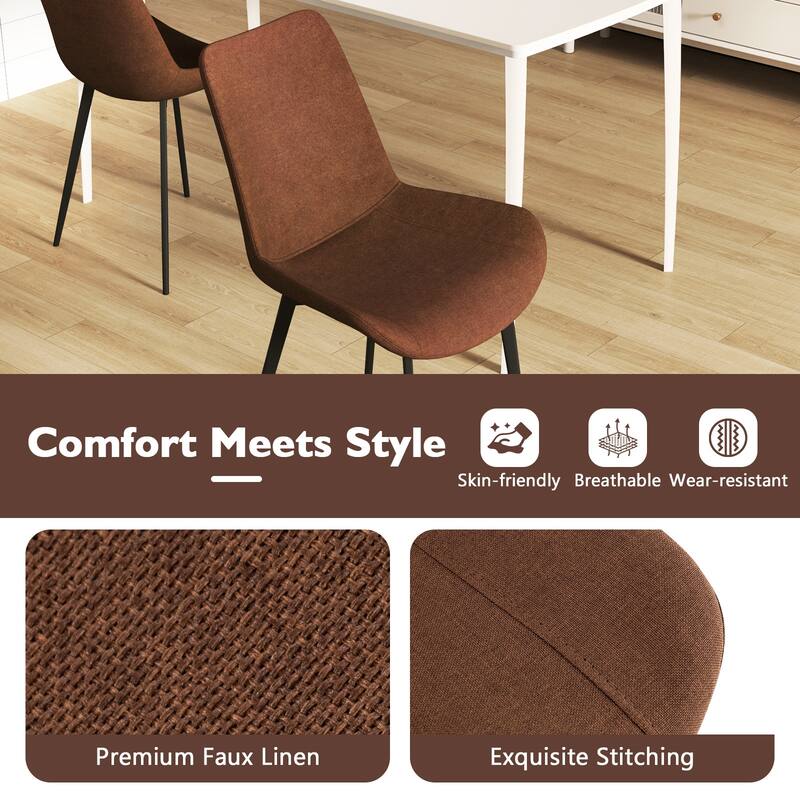 Gymax Dining Chair Set of 4 w/ Metal Legs Padded Seats & Backs for