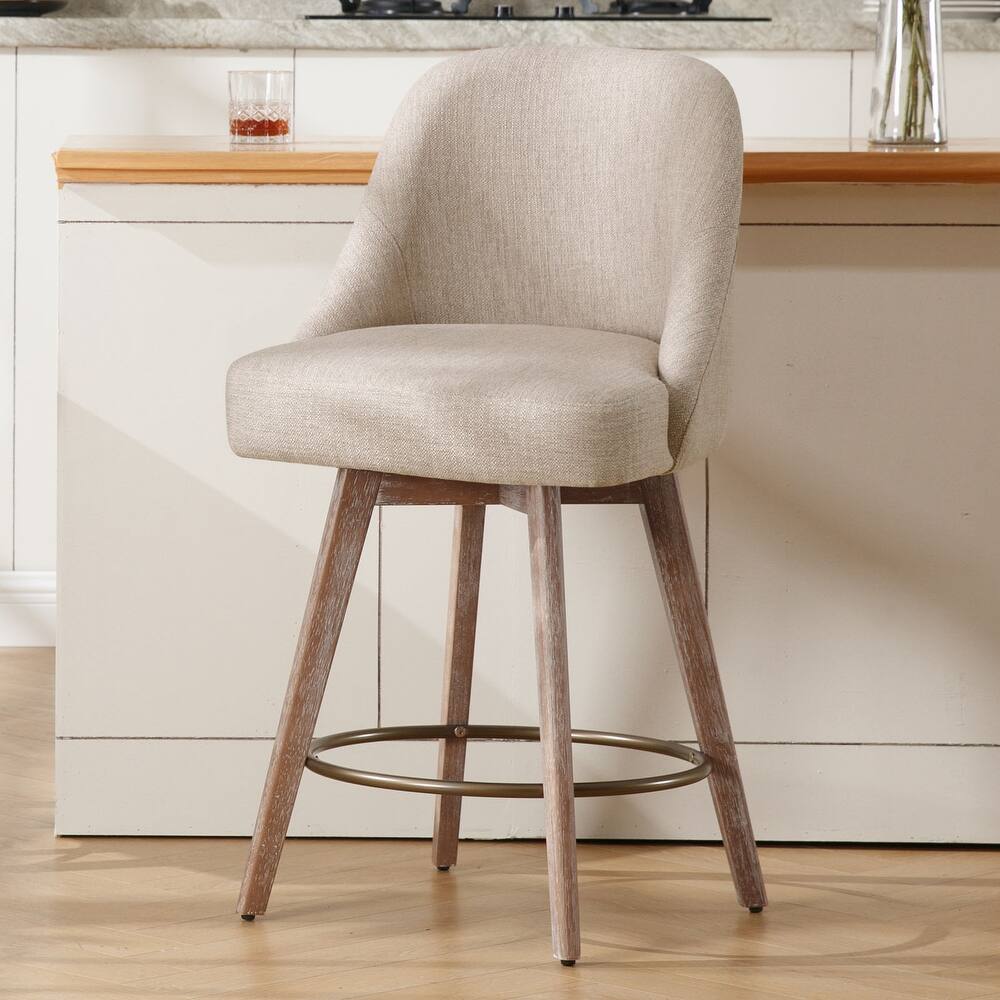 26" Counter Height Swivel Bar Stool, Upholstered Counter Stools - 39.37" (H) x 22.44" (D) x 21.65" (W)