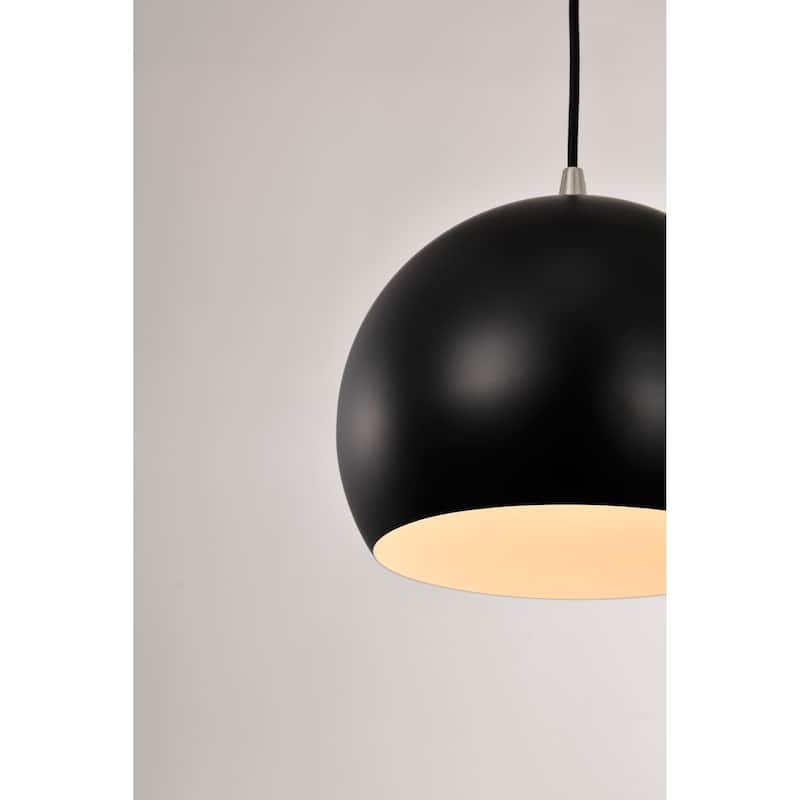 1-Light Matte Black and Brushed Nickel Modern Pendant Light With Metal Shade