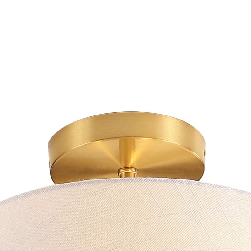 Ava 15" 3-Light Modern Midcentury Iron LED Semi Flush Mount, Brass Gold/White by JONATHAN Y