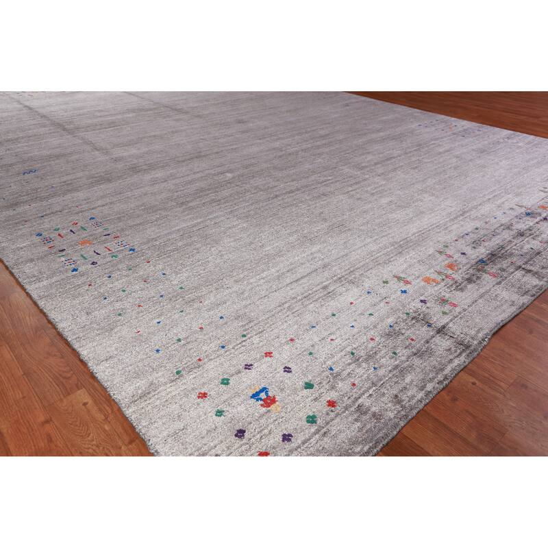 Gray Gabbeh Indian Area Rug Handmade Bedroom Wool Carpet - 9'0" x 12'0" - 9'0" x 12'0" - Grey