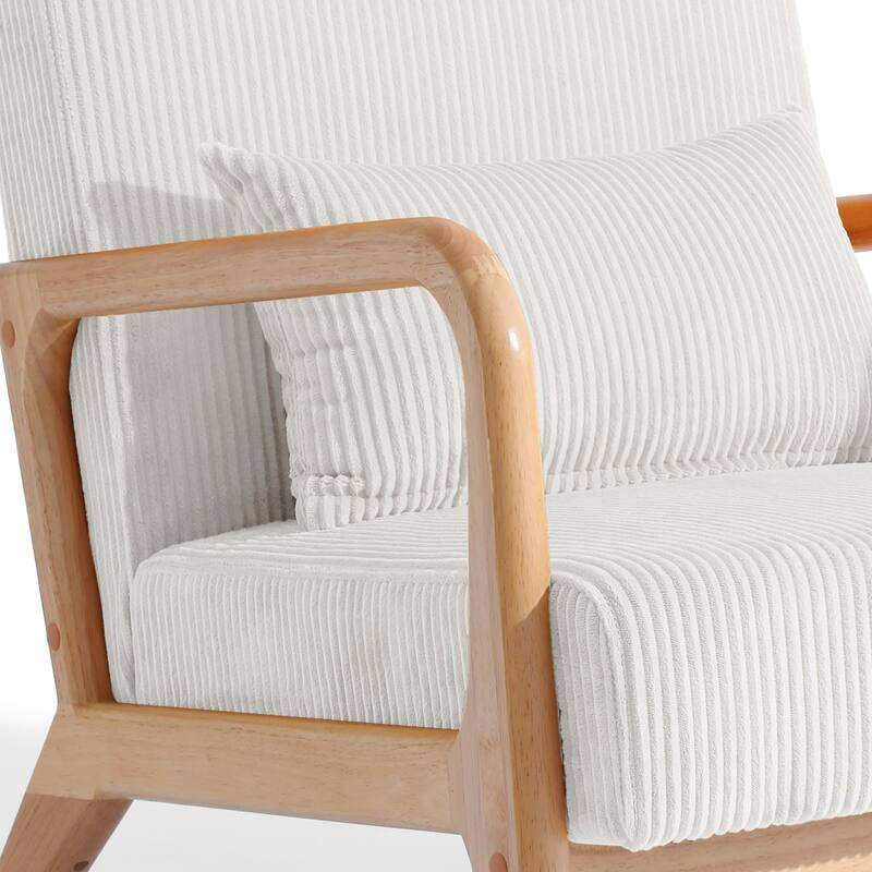 25" W Mid Century Upholstered Wood Accent Chair with Pillow set of 2
