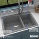 preview thumbnail 38 of 45, Karran Drop-In Quartz 60/40 Double Bowl Kitchen Sink