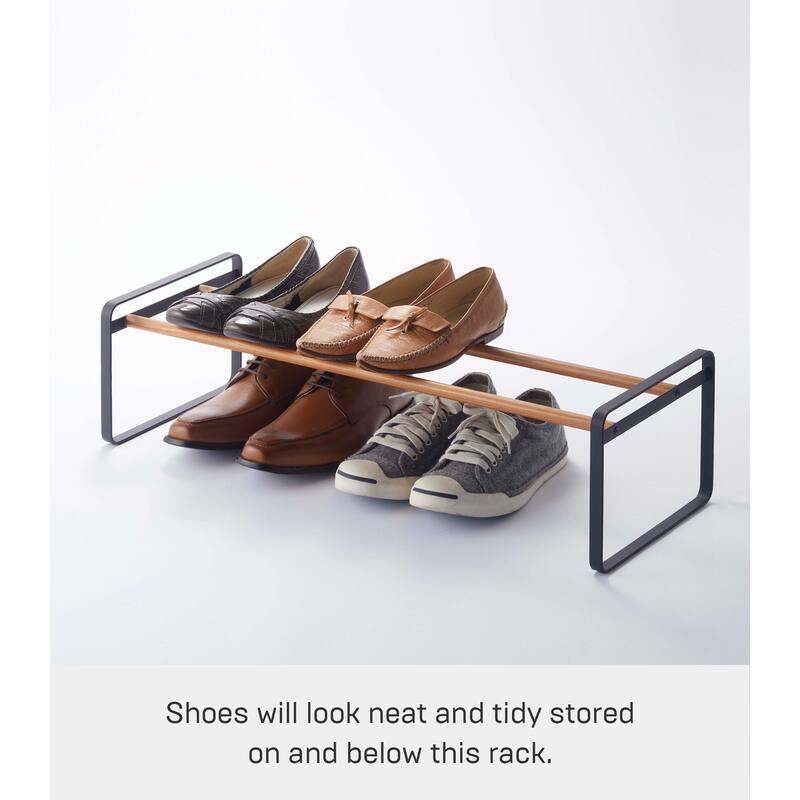 Yamazaki Home Stackable Shoe Rack, Steel, Holds up to 4 pairs of shoes per shelf, Holds 6.6 lbs
