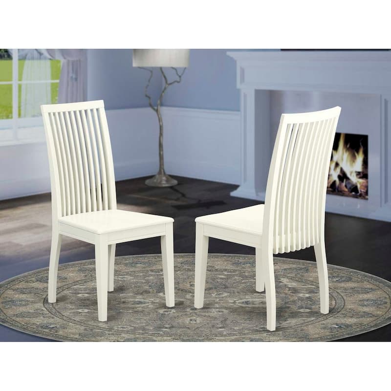 Dining Chair in Linen White Finish with Solid Wood Seat, Elegant Dining Seating - 18