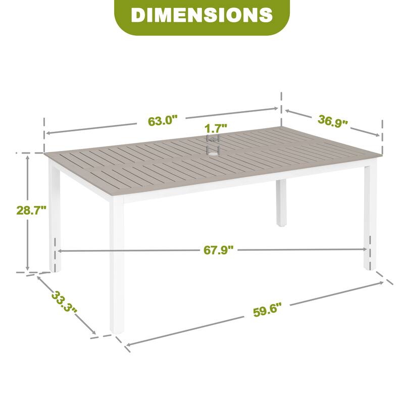 Patio Dining Table Weather-Resistant Outdoor Table with Umbrella Hole