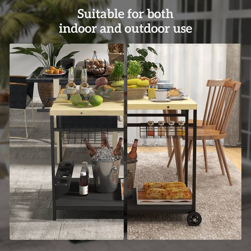 Patio Rolling Serving Cart with Wheels