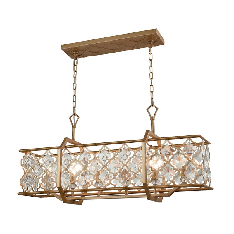 Armand 24-inch Wide 6-Light Chandelier in Weathered Bronze - 35in W x 12in D x 18in H - Gold