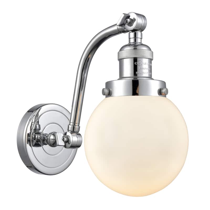 Innovations Lighting Beacon Single Light 6" Wide Wall Sconce - Polished Chrome / Matte White Cased