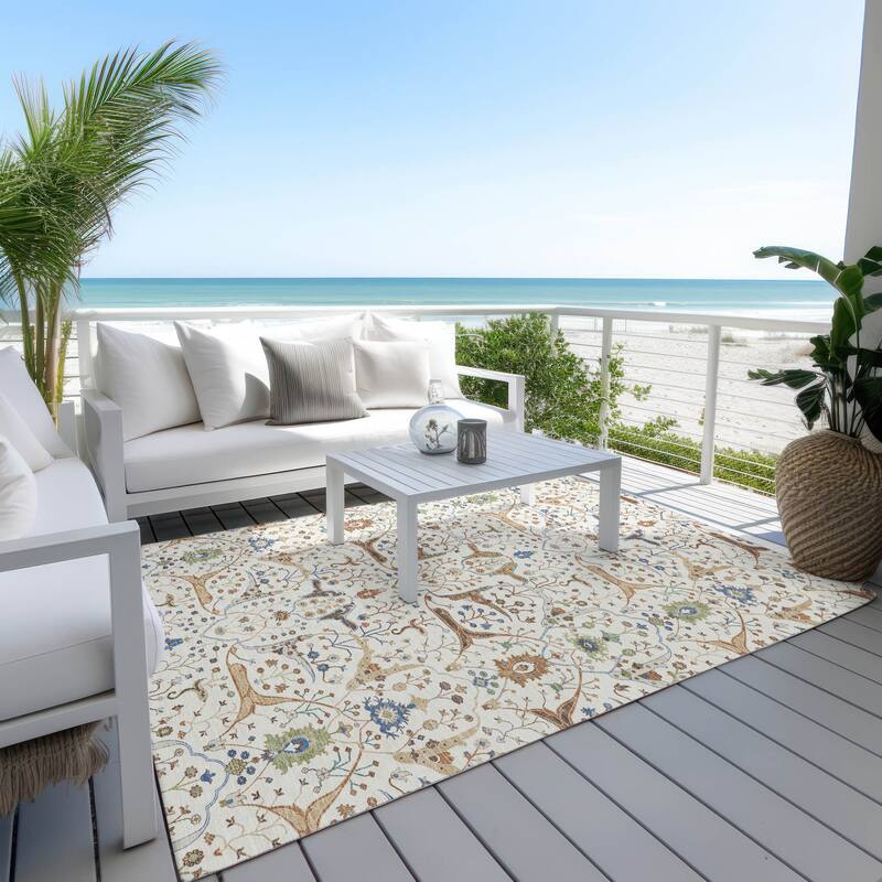 Machine Washable Indoor/ Outdoor Traditional Persian Chantille Rug