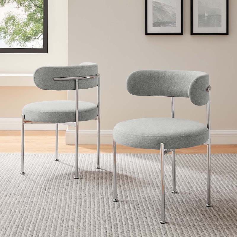 Albie Fabric Dining Chairs - Set of 2 - Grey