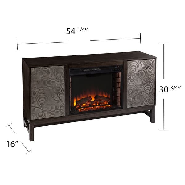 dimension image slide 1 of 2, Silver Orchid Lanigan Contemporary Brown Wood Electric Fireplace
