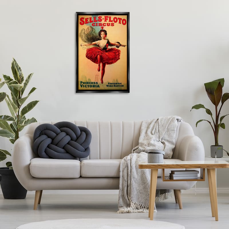 Stupell Sells-Floto Circus Vintage Poster Framed Floater Canvas Wall Art Design By Marcus Jules