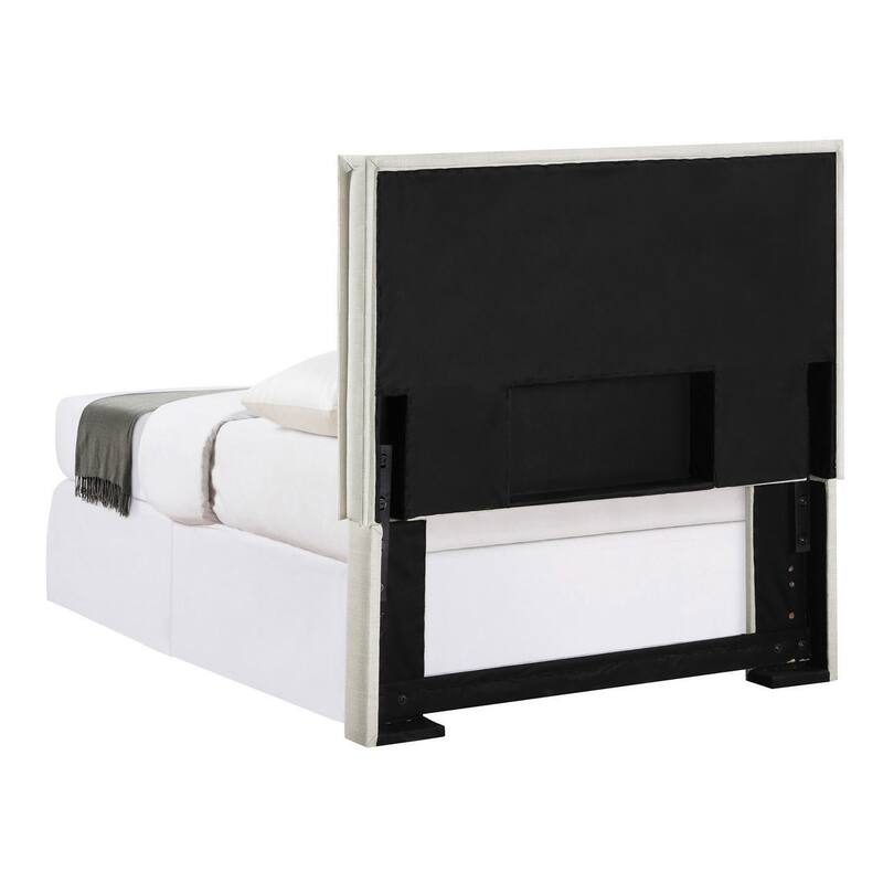Gemma Sand Upholstered Headboard with Flange Details