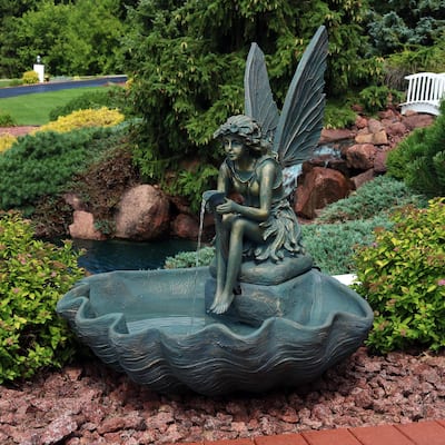 Fairy Shell Outdoor Water Fountain Garden & Backyard Feature - 30"