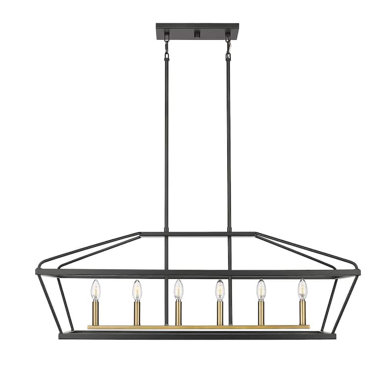 Millennium Lighting 13406 Surrey 6 Light 42" Wide Taper Candle Linear - Matte Black / Vintage Brass