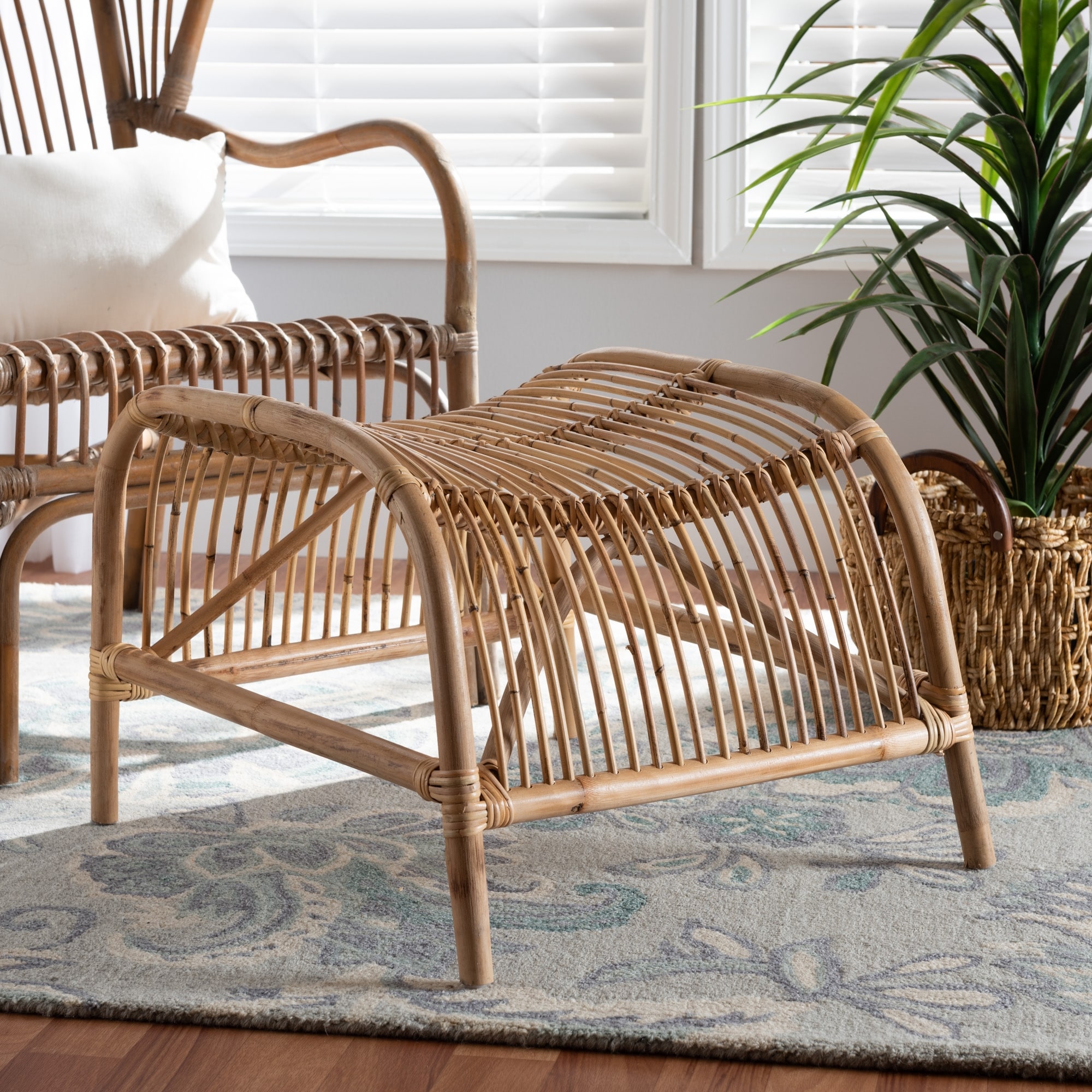 Cane chair with sale footstool