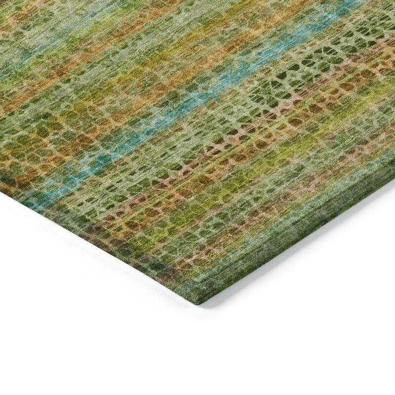 Machine Washable Indoor/Outdoor Transitional Striped Chantille Rug