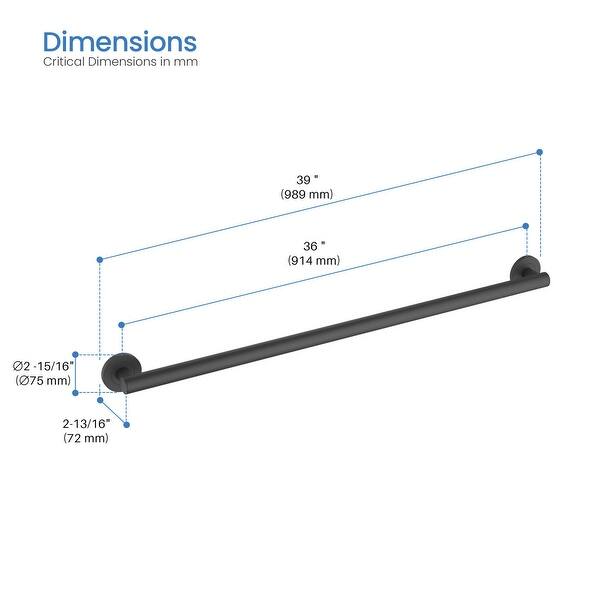 dimension image slide 8 of 10, 36-Inch Stainless Steel Bathroom Safety Grab Bar