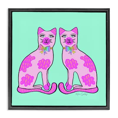 Stupell Mirrored Purple Cats Framed Floater Canvas Wall Art Design By Katie Conley