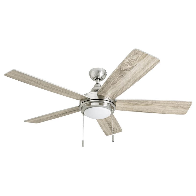 52" Honeywell Ventnor Brushed Nickel Modern Farmhouse Indoor LED Ceiling Fan with Light, Pull Chain