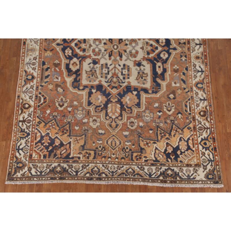 Orange Bakhtiari Persian Vintage Area Rug Handmade Wool Carpet - 7'0"x 10'4"