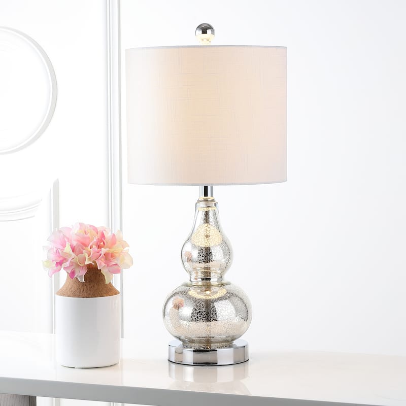 Anya 20.5" Mini Glass LED Table Lamp, Gray by JONATHAN Y