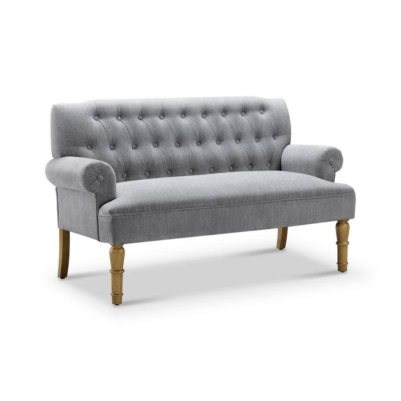 Moser Bay Arete Upholstered Tufted Settee Chesterfield Style Loveseat, Velvet or Linen