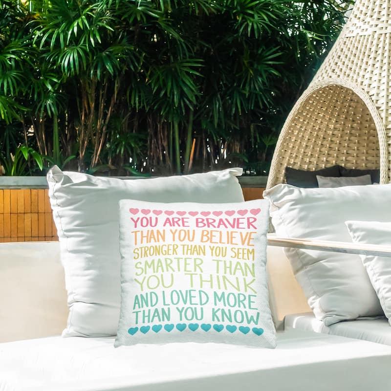 Stupell Rainbow Confidence Phrases Printed Outdoor Throw Pillow Design by Sweet Melody Designs
