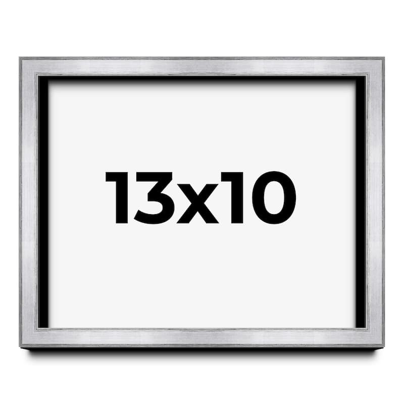 13x10 Shadow Box Frame Silver | 1.375 Inches Deep Real Wood
