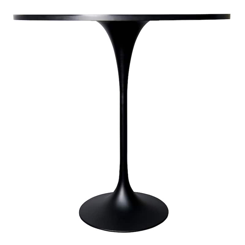 LeisureMod Verve 48" Round Dining Table with Sintered Stone TableTop and Black Steel Base for Kitchen & Dining Room