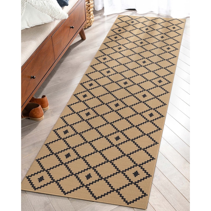 Well Woven Jute Akita Moroccan Lattice Flat-Weave Area Rug