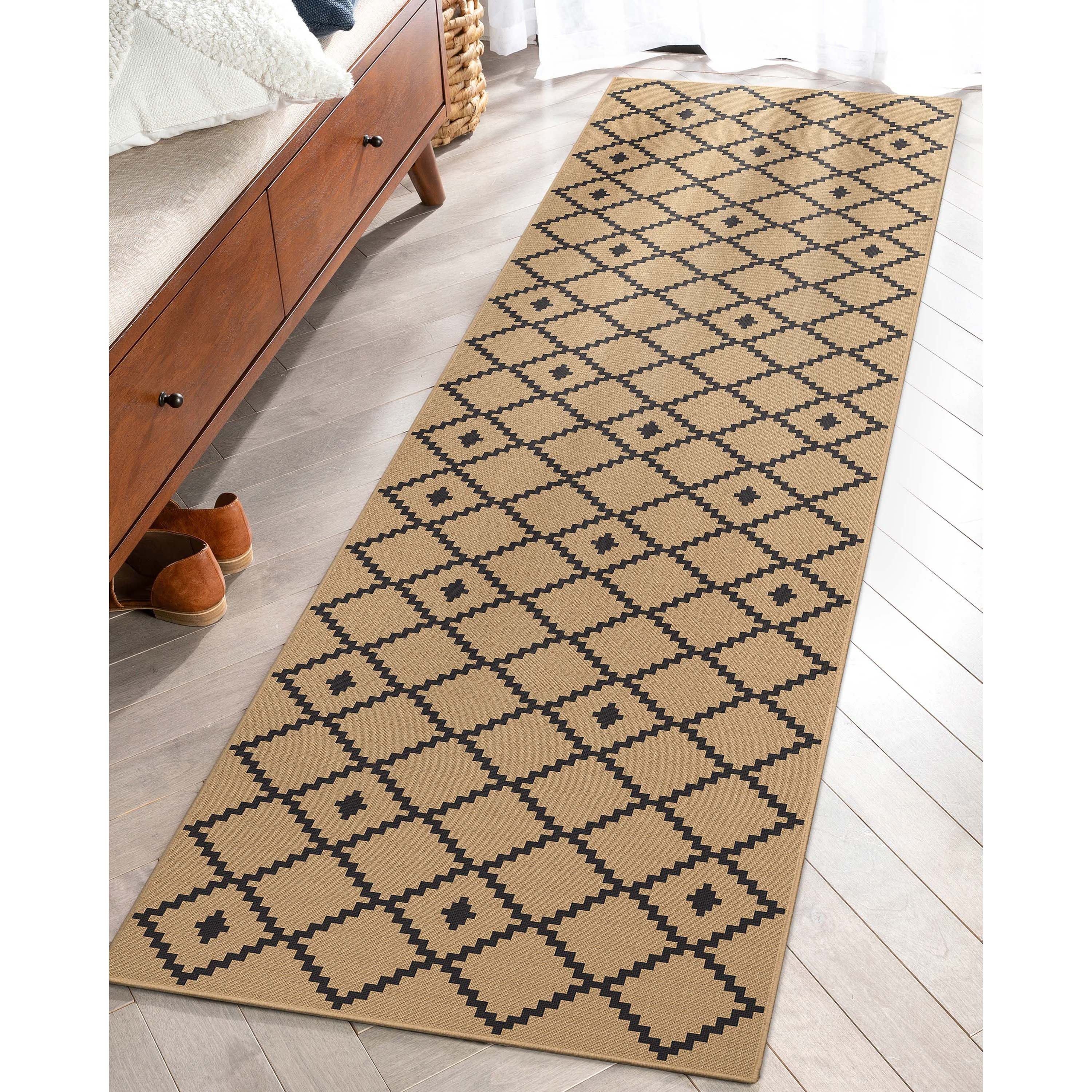 Well Woven Jute Akita Moroccan Lattice Flat-Weave Area Rug
