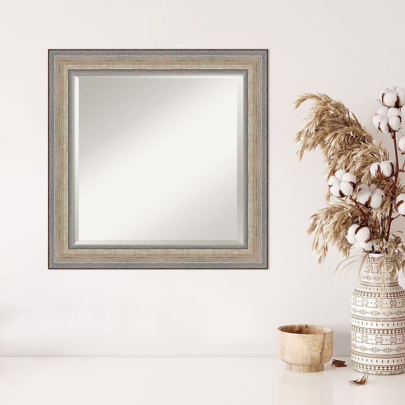 Fleur Silver Beveled Wood Framed Wall Mirror - Fleur Champagne Silver