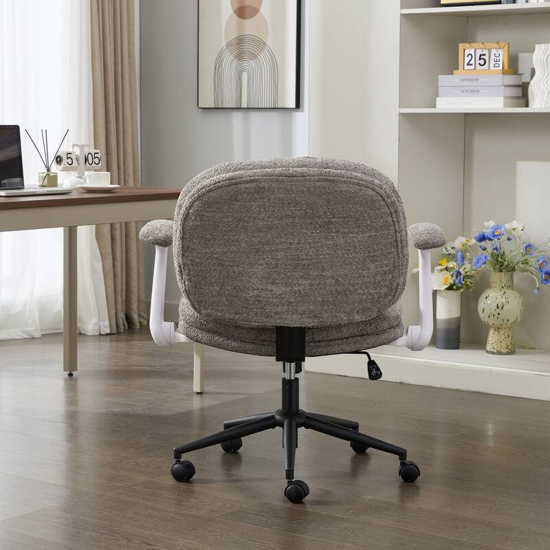 Cross Legged Office Chair with Flip-up Armrests and Wheels, Wide Seat