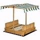 preview thumbnail 3 of 9, Wooden Kids Sandbox with Cover - Foldable Bench Seats, Adjustable Canopy, and Bottom Liner for Outdoor Play